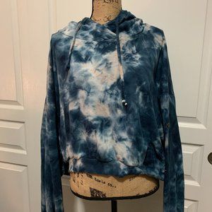 Slouchy navy Young, Broke, & Fab. tye-dye hoodie